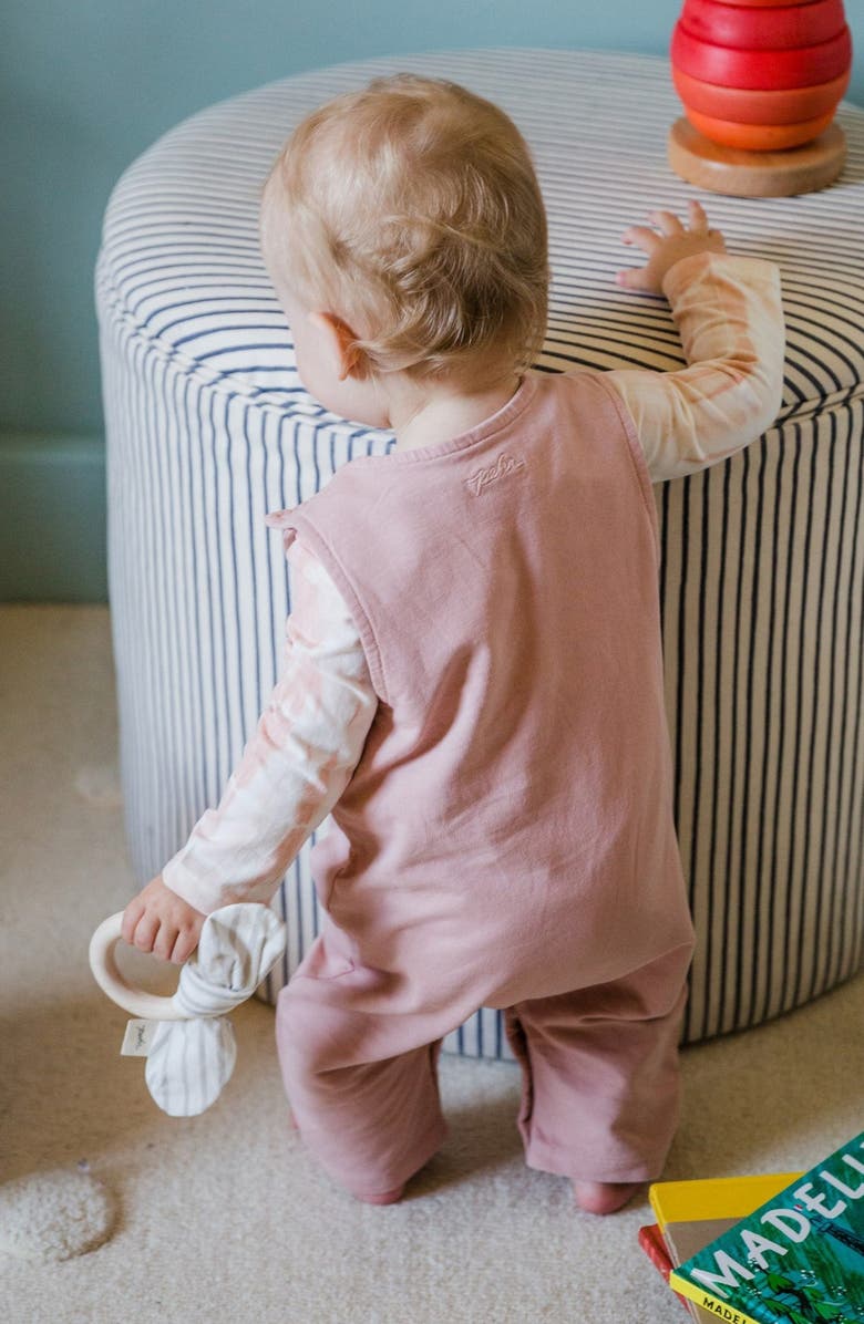 Pehr Organic Cotton French Terry Overalls, Alternate, color, Soft Peony