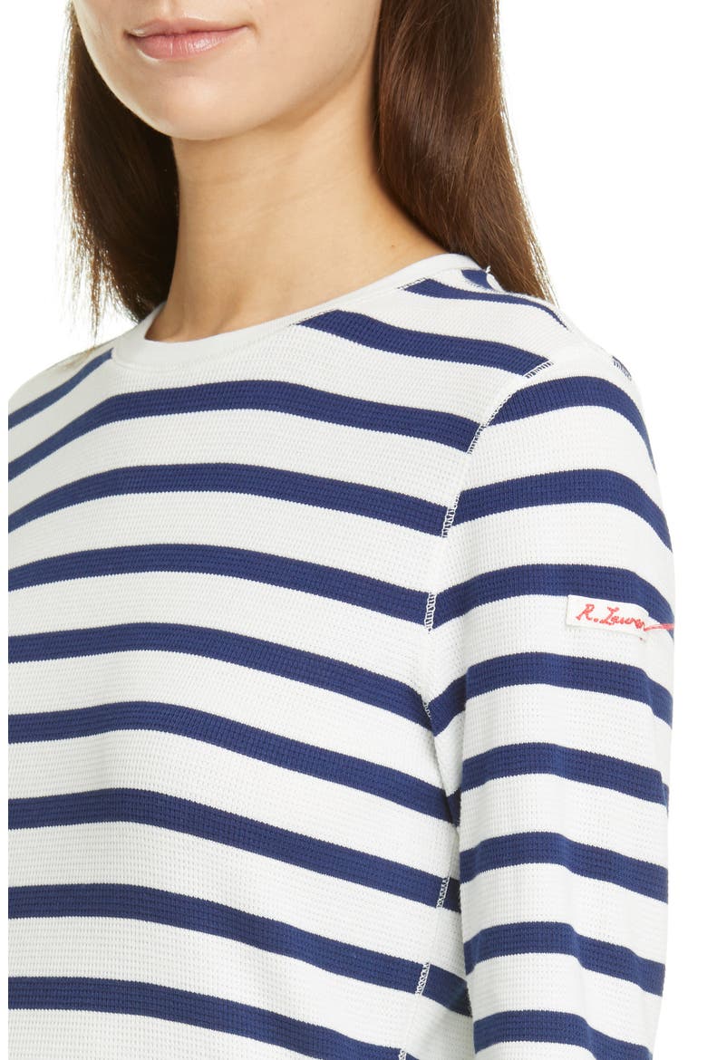 Stripe Waffle Knit Cotton Blend Dress, Alternate, color, NEVIS / HOLIDAY NAVY