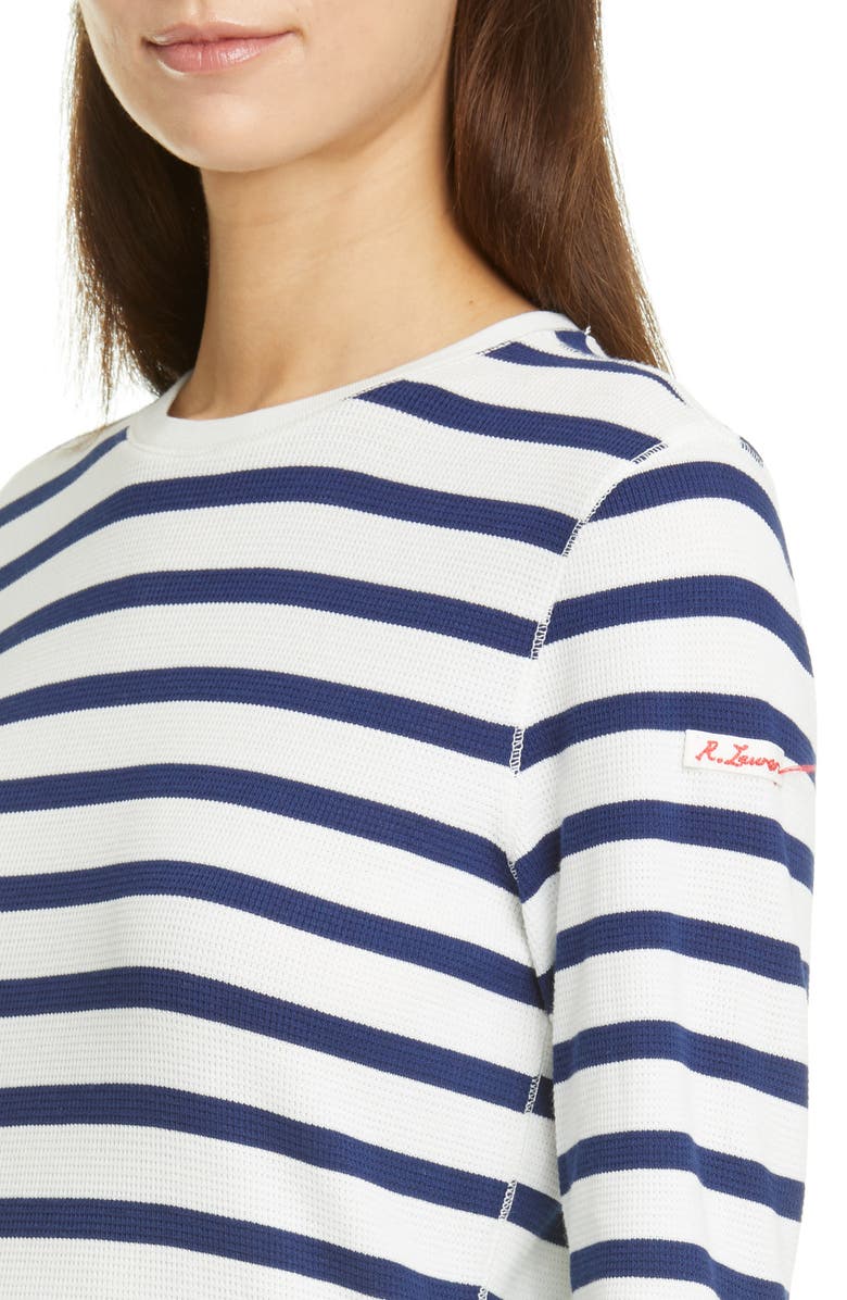 Polo Ralph Lauren Stripe Waffle Knit Cotton Blend Dress, Alternate, color, 