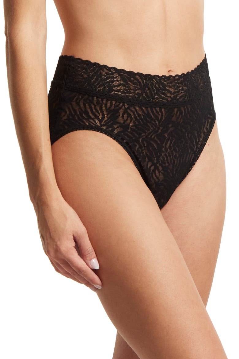 Animal Mix Lace French Briefs, Alternate, color, BLACK