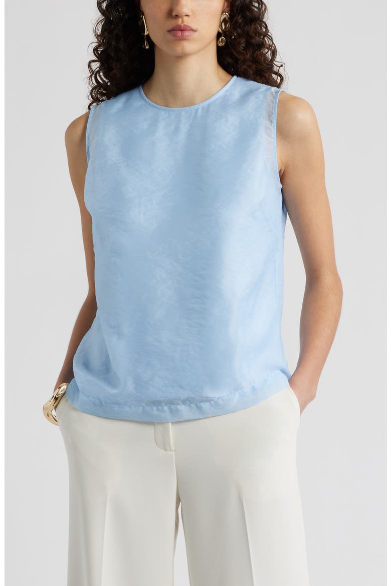 Sleeveless Organza Shell Top, Main, color, BLUE FLOATY