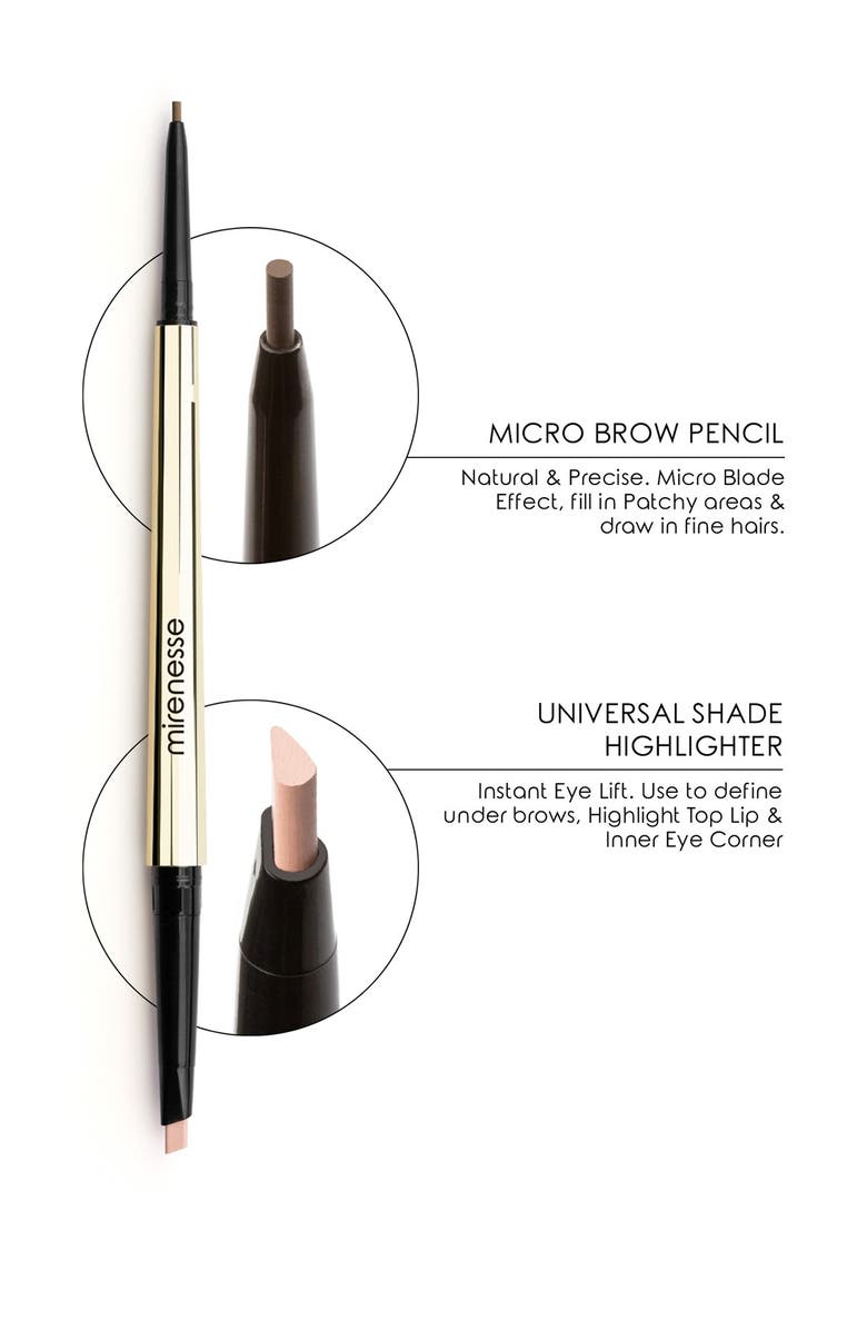 MIRENESSE All Day Micro Brow Pencil & Highlighter Crayon - Silk Brown, Alternate, color, 