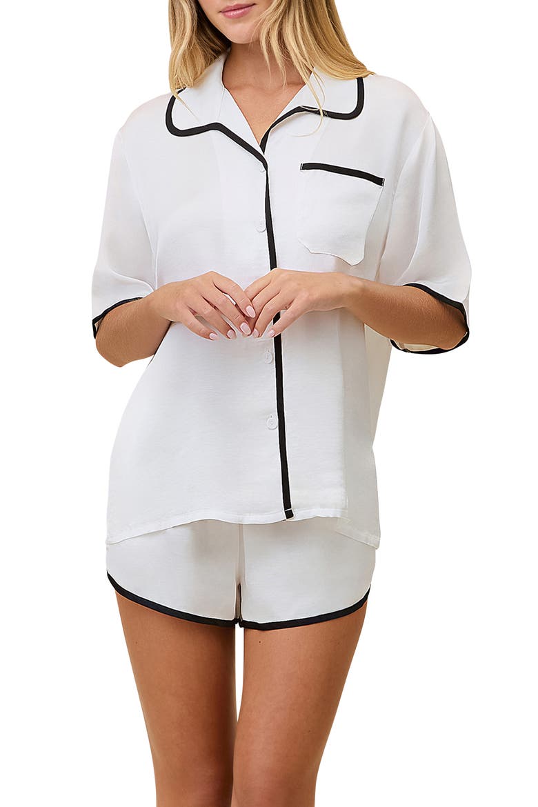 Annabelle Piped Satin Pajamas, Main, color, IVORY