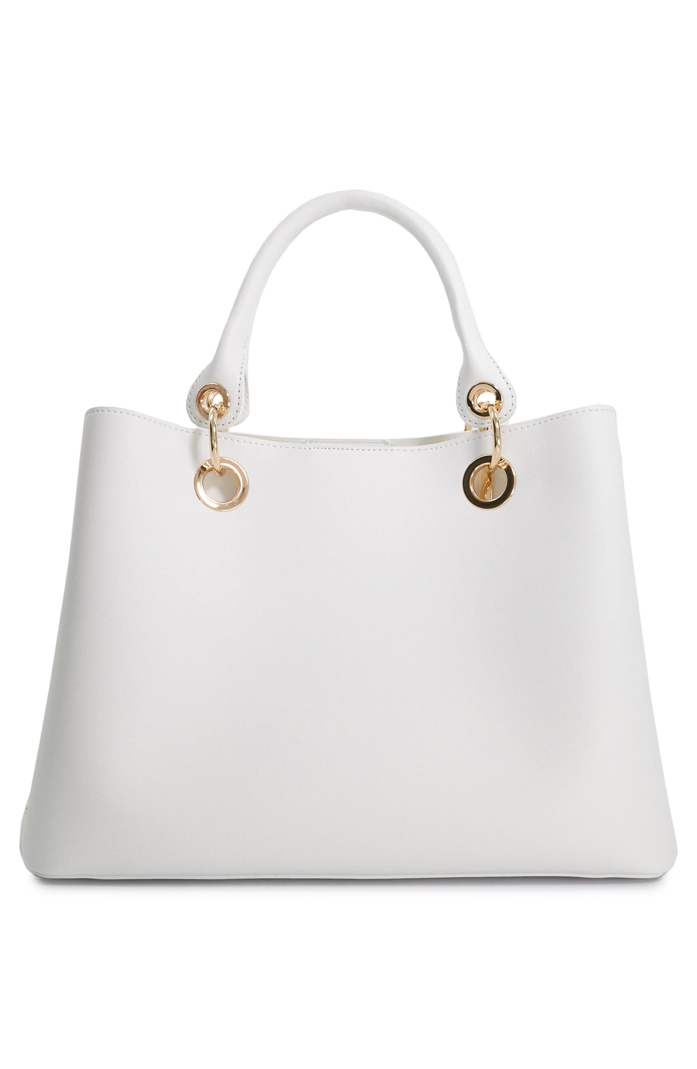 Dune London Delaser Faux Leather Tote, Alternate, color, White