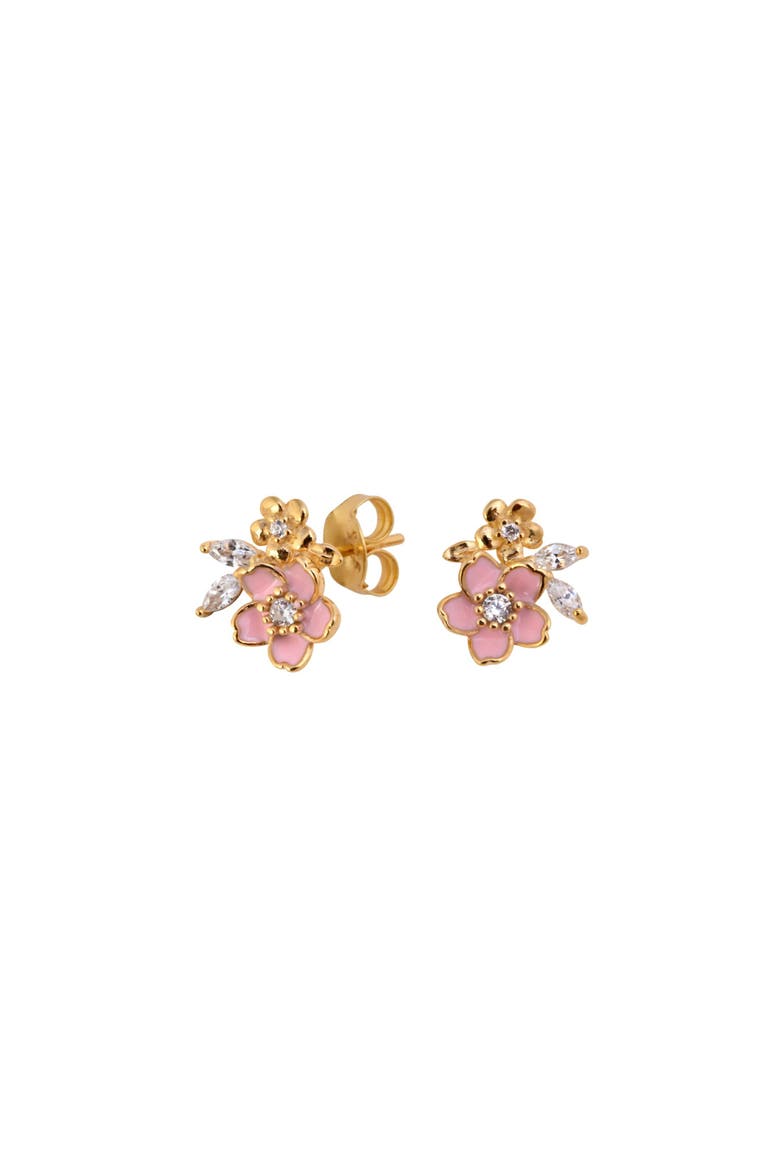 Flor Rosa Earrings, Main, color, Silver Gold Plated