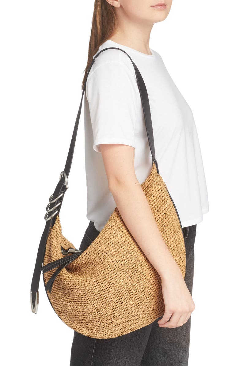 rag & bone Spire Straw Hobo Bag, Alternate, color, Natural