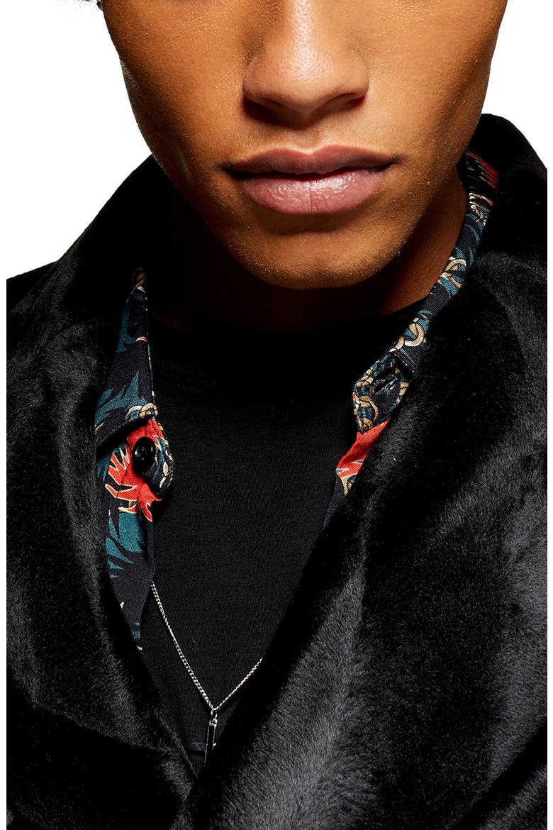 Faux Ponyhair Overcoat, Alternate, color, BLACK