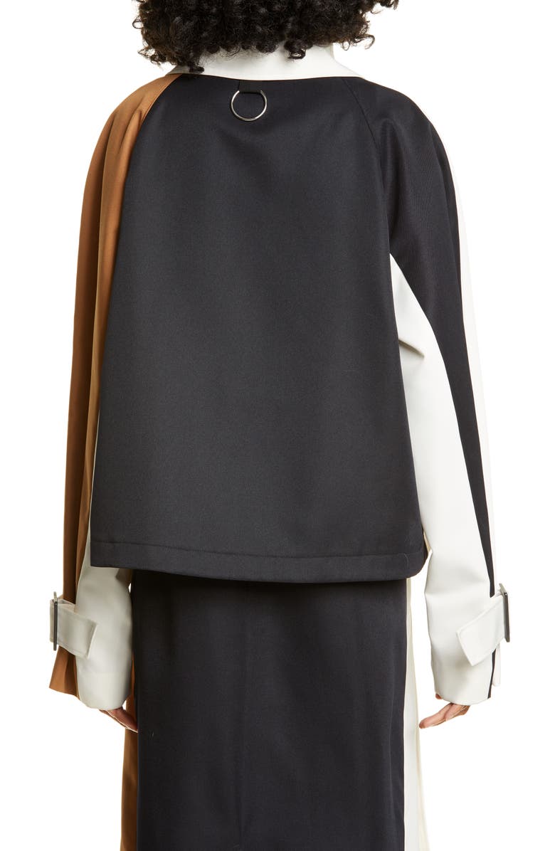 Tibi Colorblock Techy Twill Convertible Trench Coat, Alternate, color,