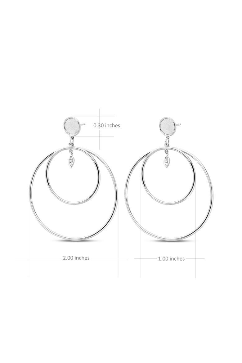 Bella Vita Diamond Hoops |  6 natural diamonds | 925 Sterling Silver | Earrings | Pin | White Rhodium, Alternate, color, White Rhodium