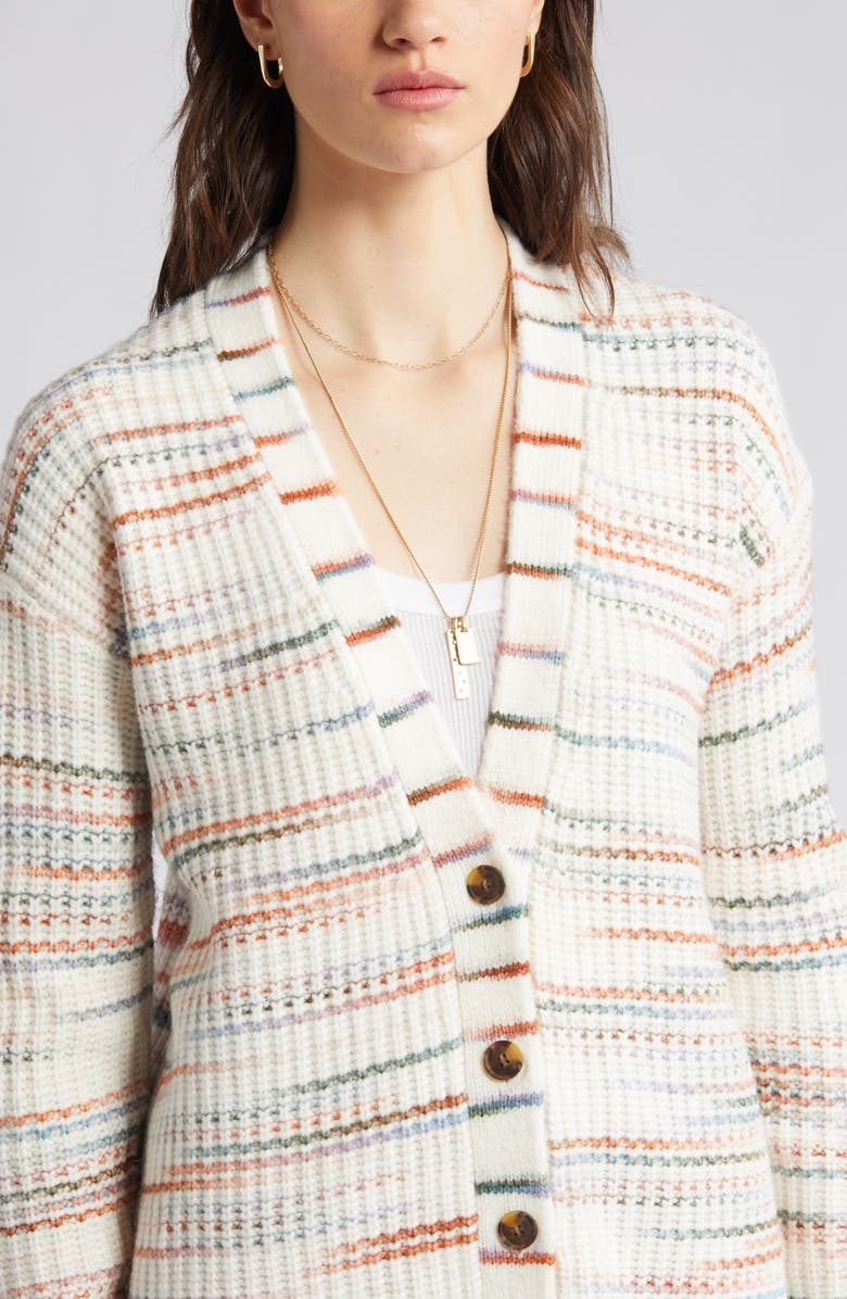Caslon® Space Dye V-Neck Rib Cardigan | Nordstrom