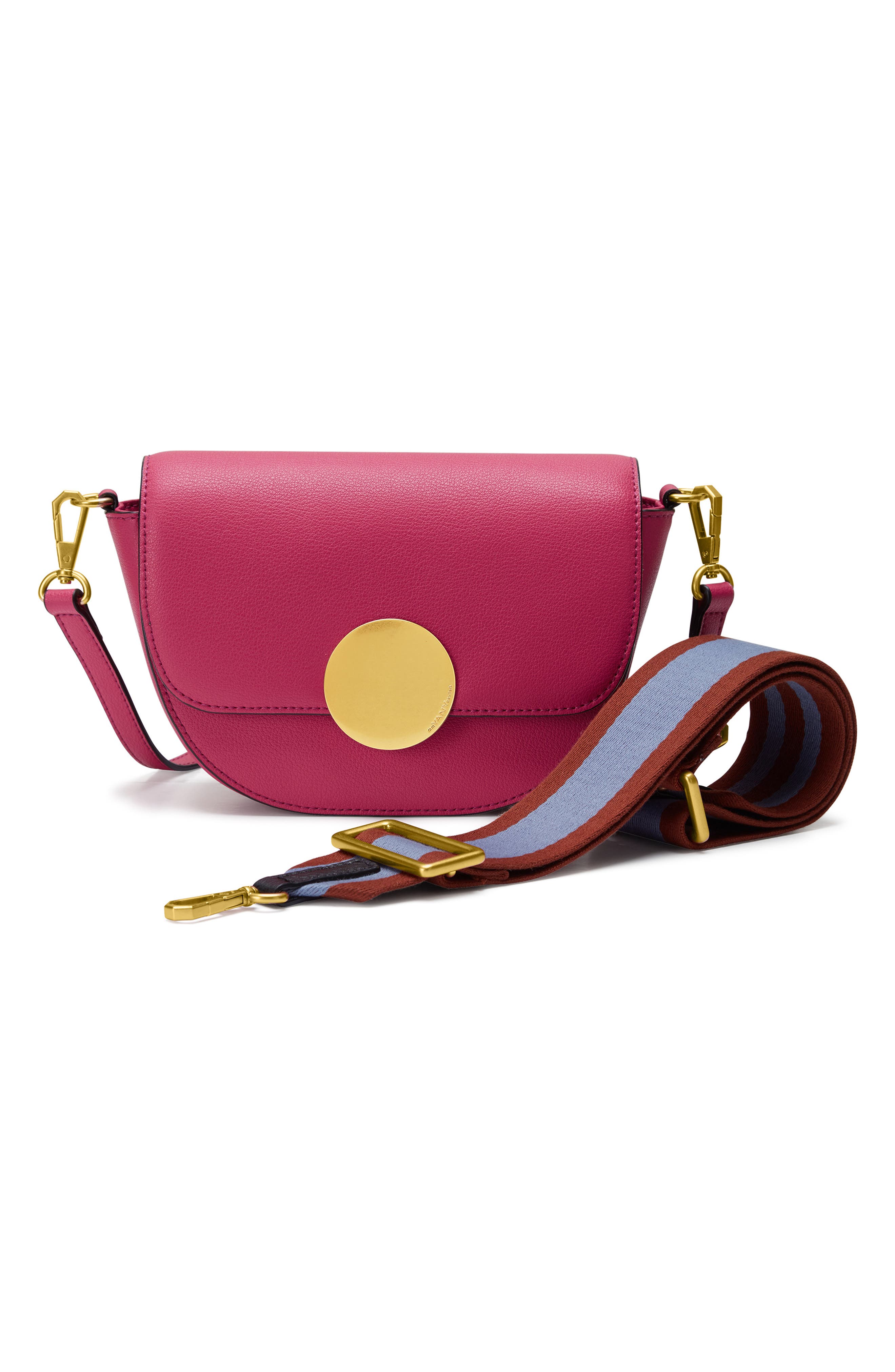 Lottie Leather Saddle Crossbody Bag, Alternate, color, RASPBERRY