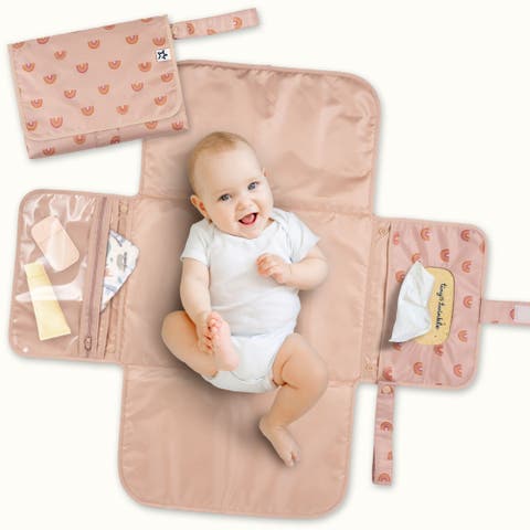 Portable/Foldable Waterproof Diaper Changing Pad with Smart Wipes Pocket
