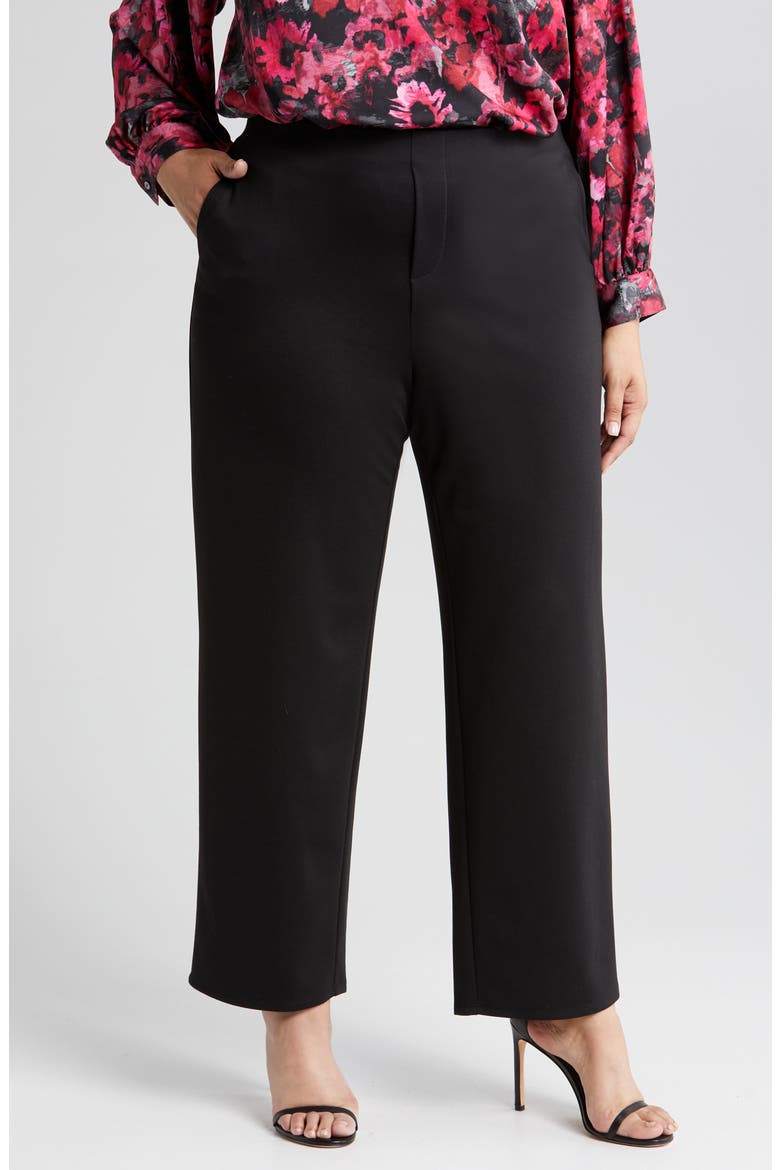 Drapey Ponte Ankle Wide Leg Pants, Alternate, color, BLACK ONYX