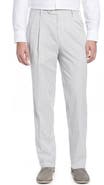 Berle Pleated Seersucker Cotton Dress Pants