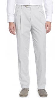 Berle Pleated Seersucker Cotton Dress Pants