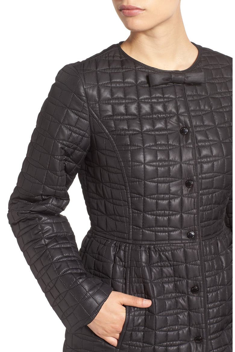 quilted down coat, Alternate, color, BLACK
