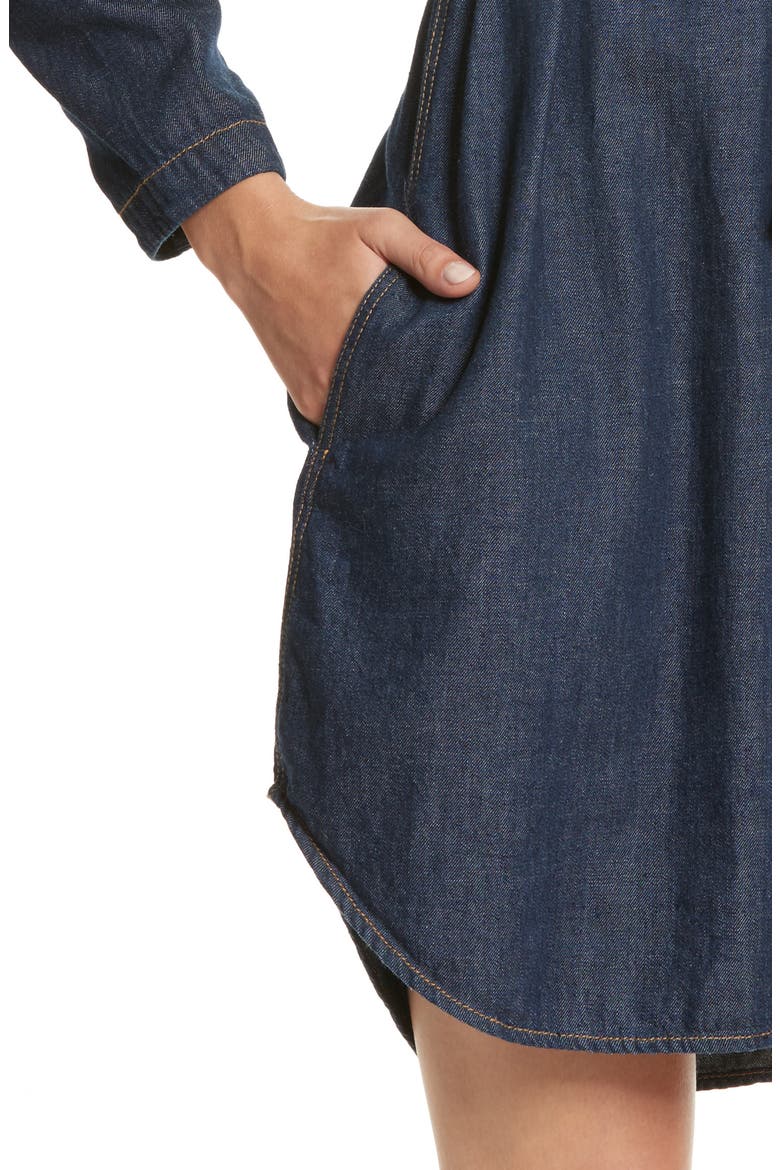 Belted Denim Dress, Alternate, color, DARK WASH