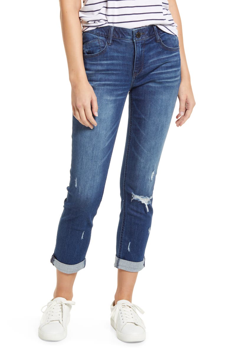 Wit & Wisdom CoolMax<sup>®</sup> Ripped Mid Rise Girlfriend Jeans, Main, color,