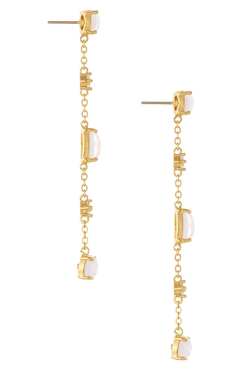 Ettika Opal & Cubic Zirconia Linear Earrings, Alternate, color, Gold