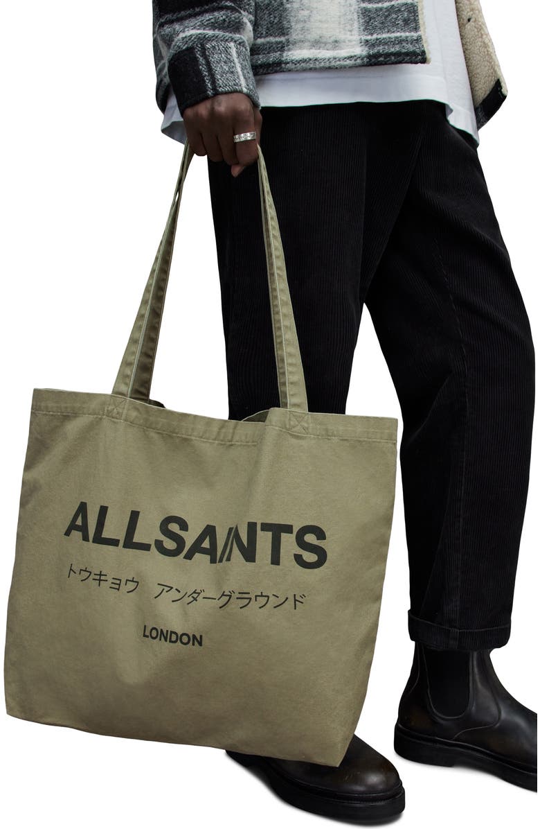 AllSaints Underground Tote, Alternate, color, Nori Green/ Black