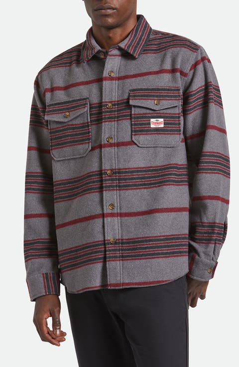 Altered Threads Stripe Fleece Button-Up Overshirt