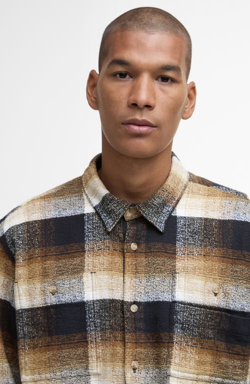 Barbour Woodfoot Check Textured Cotton Button-up Overshirt In Black