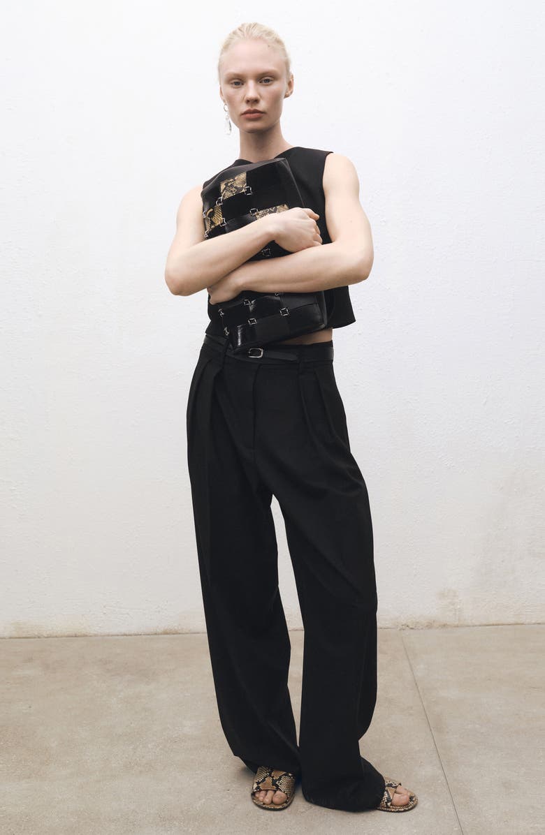 MANGO Pleat Front Wide Leg Suit Pants, Alternate, color,