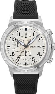 FERRAGAMO Sport Chronograph Silicone Strap Watch, 44mm