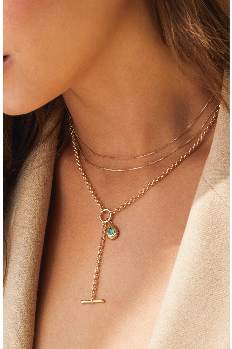 Emerald Fluted Teardrop Charm, Alternate, color, GOLD