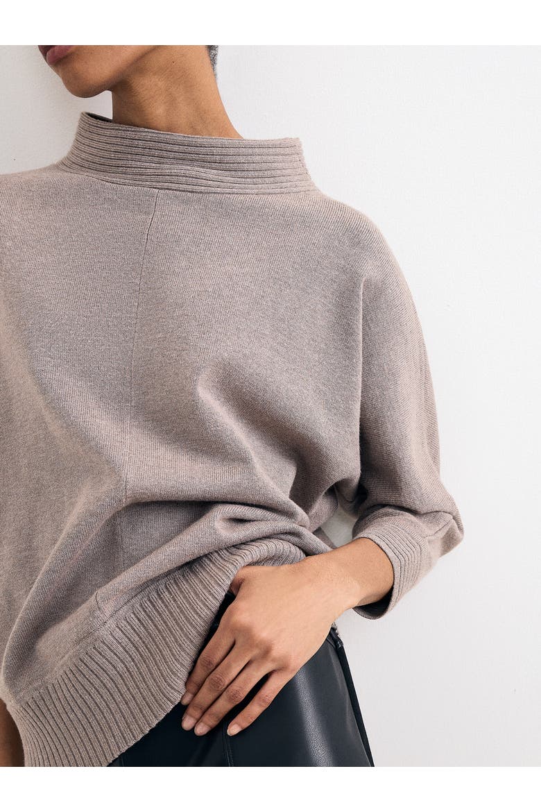 Salima Funnel Knit Sweater, Alternate, color, Oatmeal
