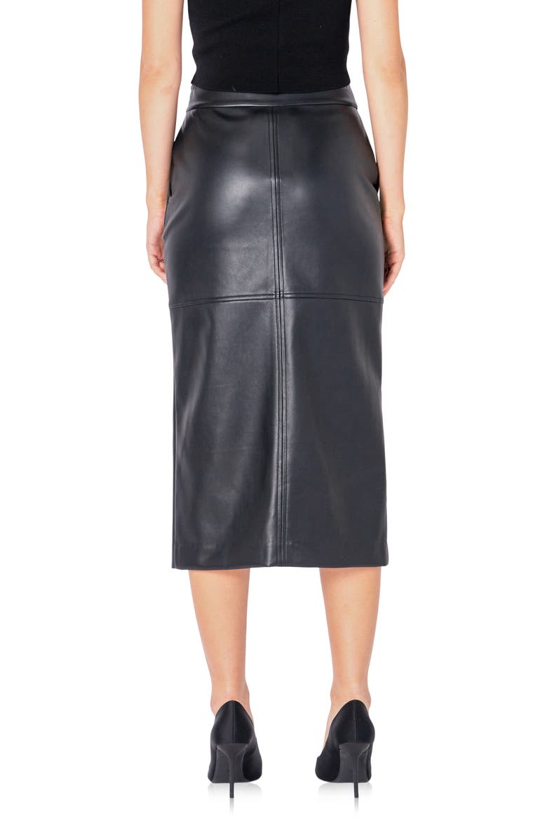 Faux Leather Midi Skirt, Alternate, color, BLACK