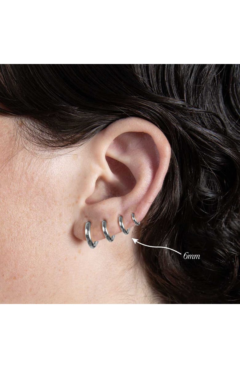 Outofoffice Silver Six Mm Huggie Hoop Earring, Alternate, color, Silver