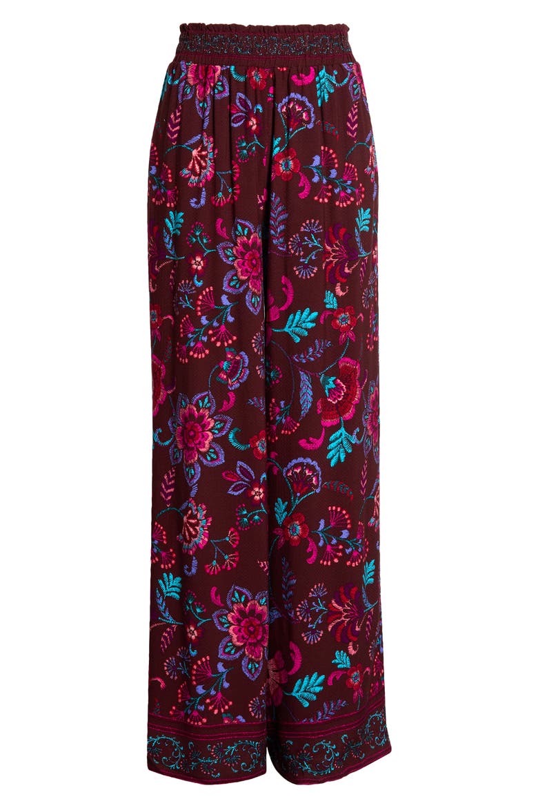 Tory Paisley Sofie Wide Leg Pants, Alternate, color, BURGUNDY-MULTI