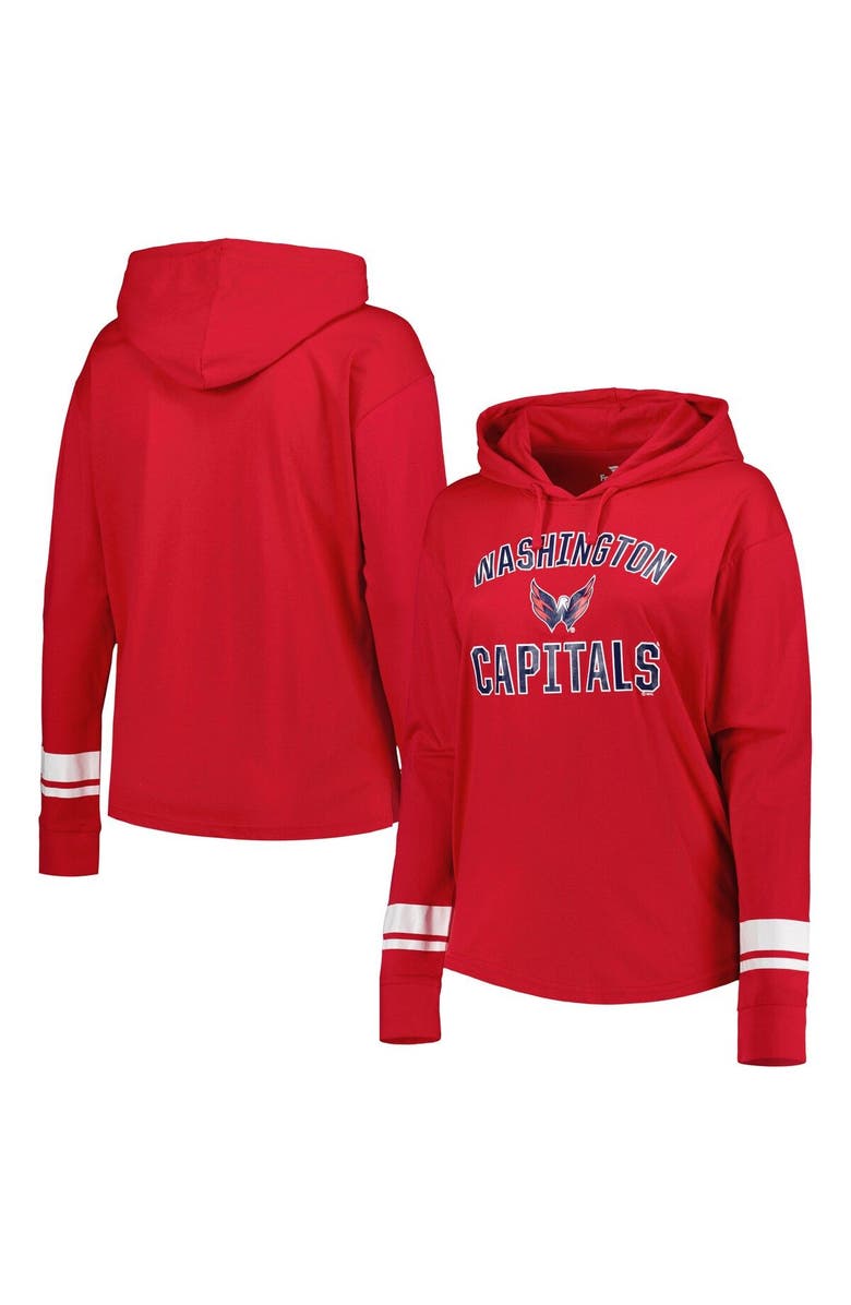 PROFILE Women's Red Washington Capitals Colorblock Pullover Hoodie Jacket, Main, color,