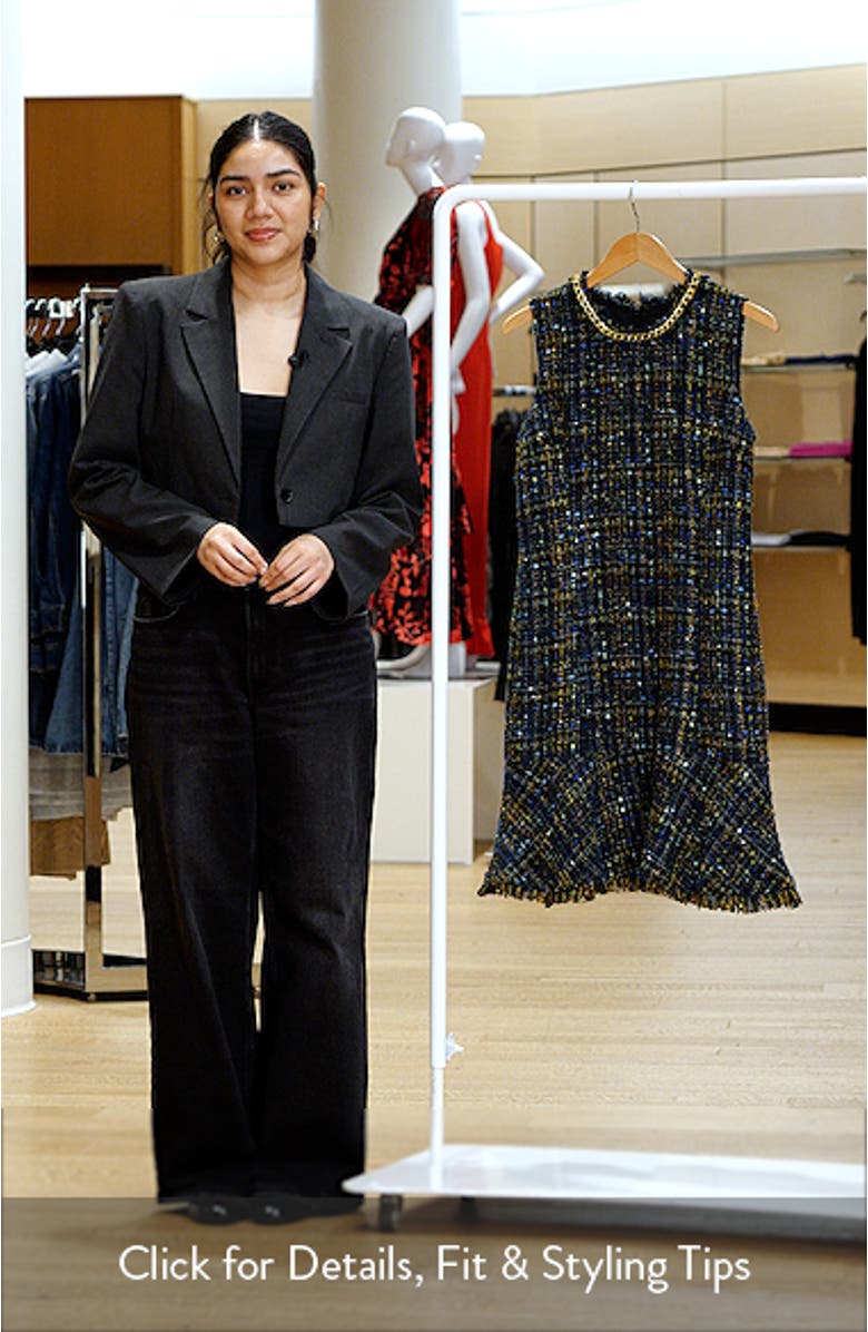 Chain Detail Metallic Tweed Dress, sales video thumbnail