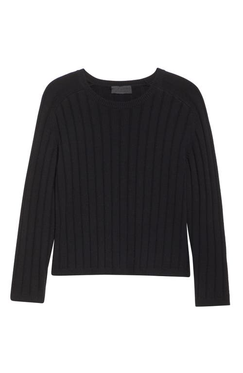 Nili Lotan Alise Ribbed Merino Wool And Cashmere-blend Sweater In Black
