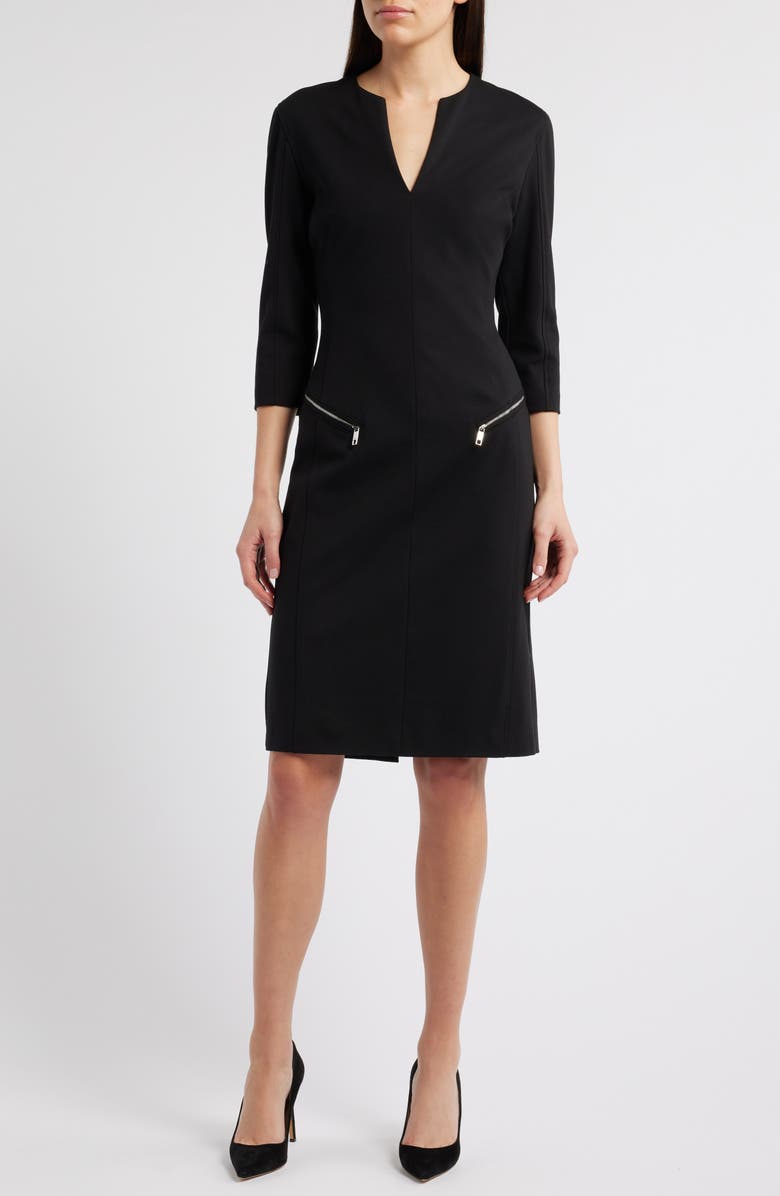 BOSS Dalmar Split Neck Dress, Main, color, 