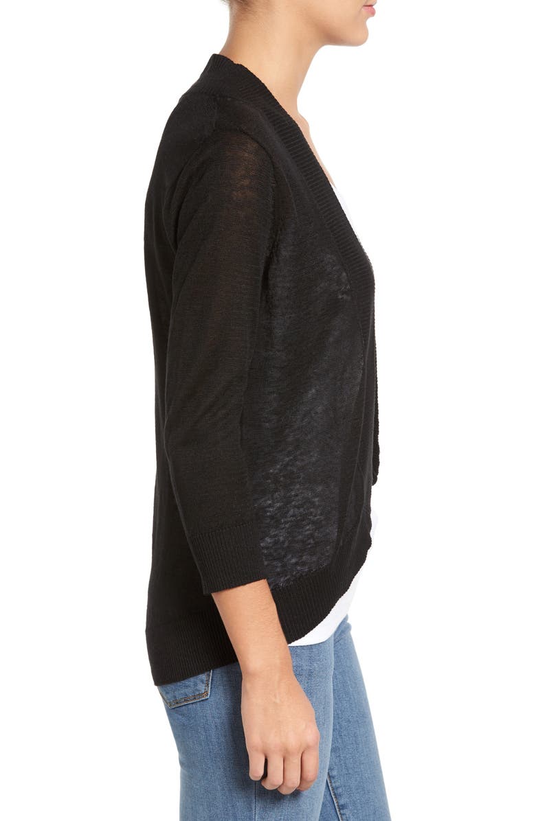 Tommy Bahama Lea Linen Cardigan, Alternate, color, Black