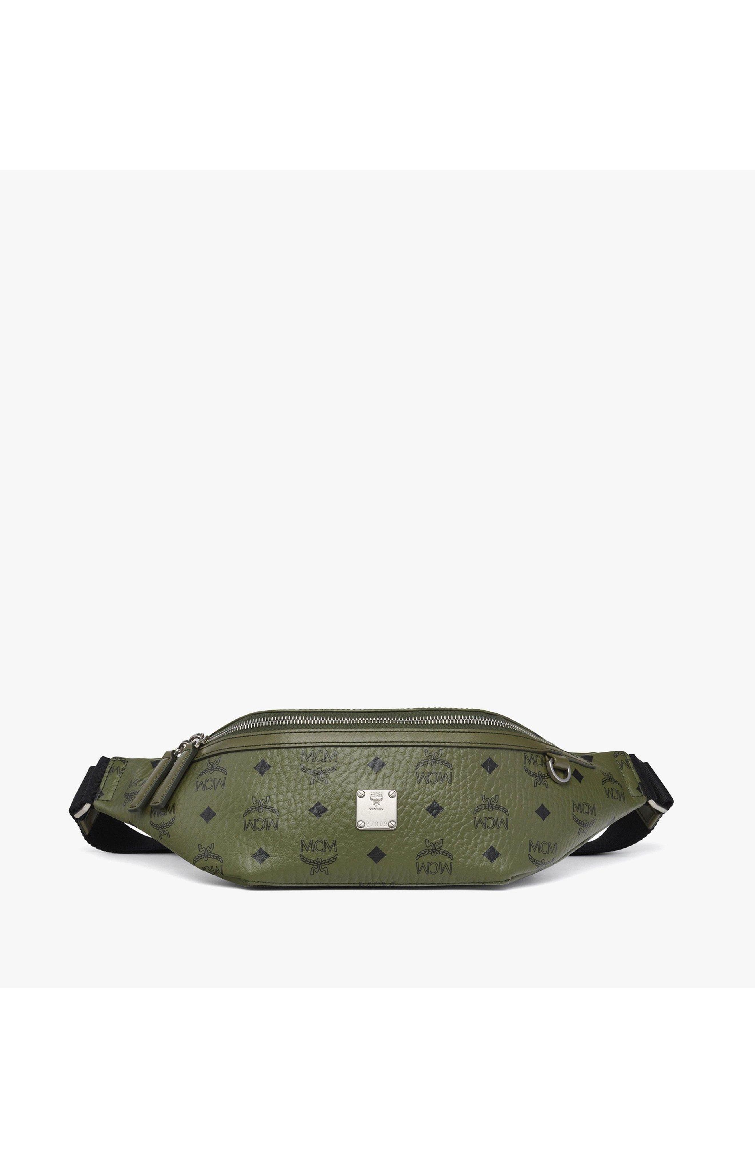 MCM Fursten Belt Bag in Visetos, Main, color, Khaki Moss
