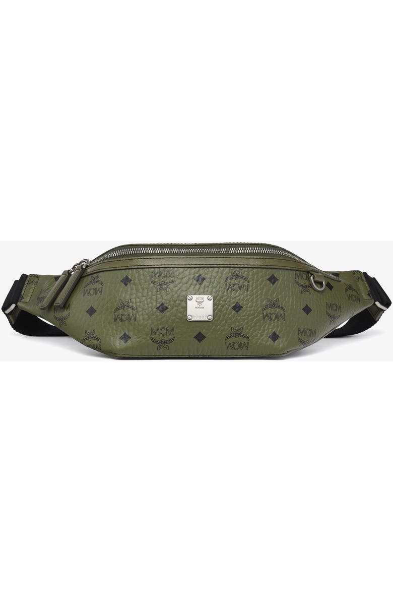 MCM Fursten Belt Bag in Visetos, Main, color, Khaki Moss