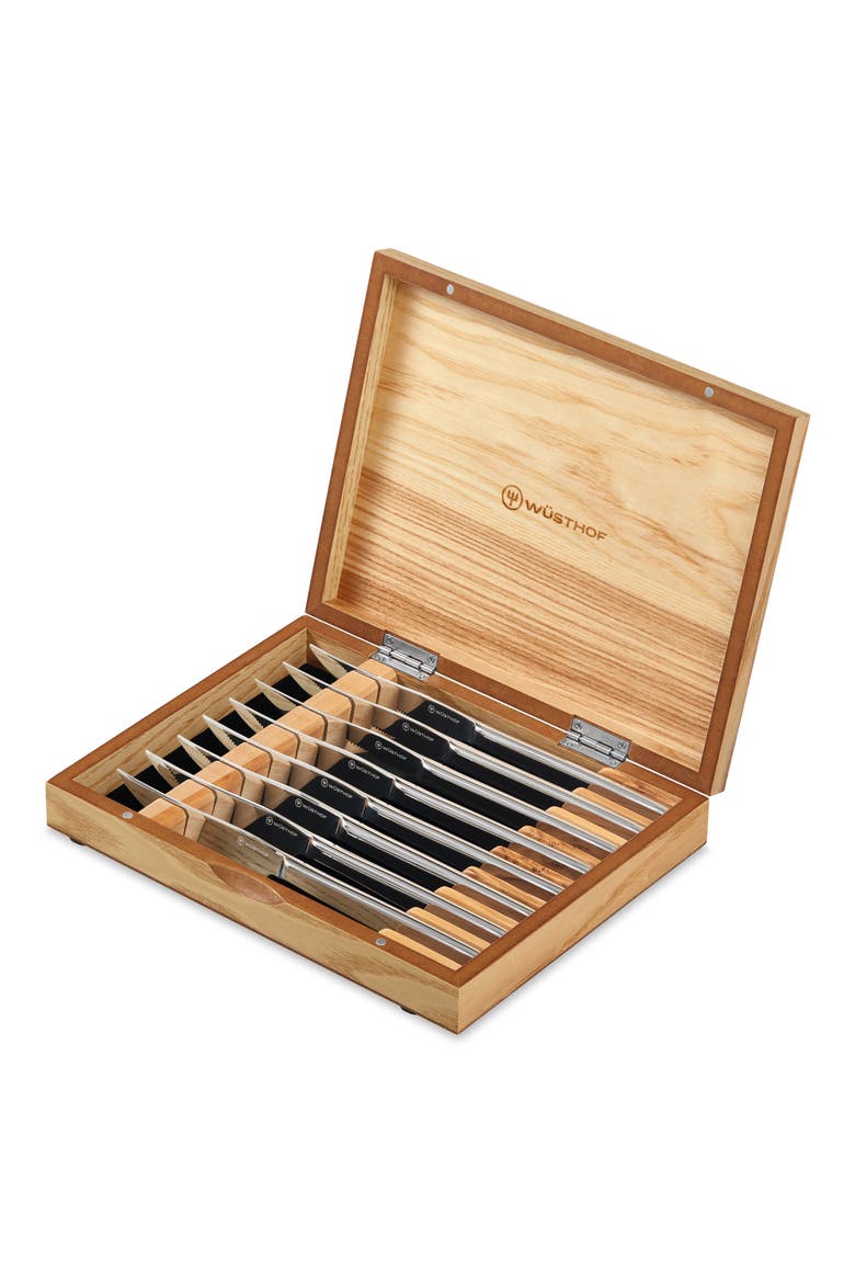 8-Piece Stainless Mignon Steak Knife Set, Main, color, BLACK