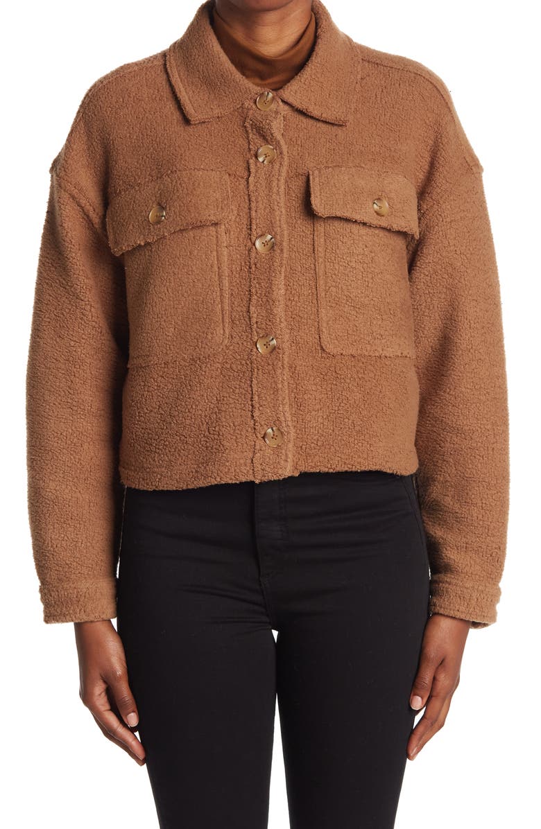 BLANKNYC Fleece Crop Trucker Jacket, Alternate, color,