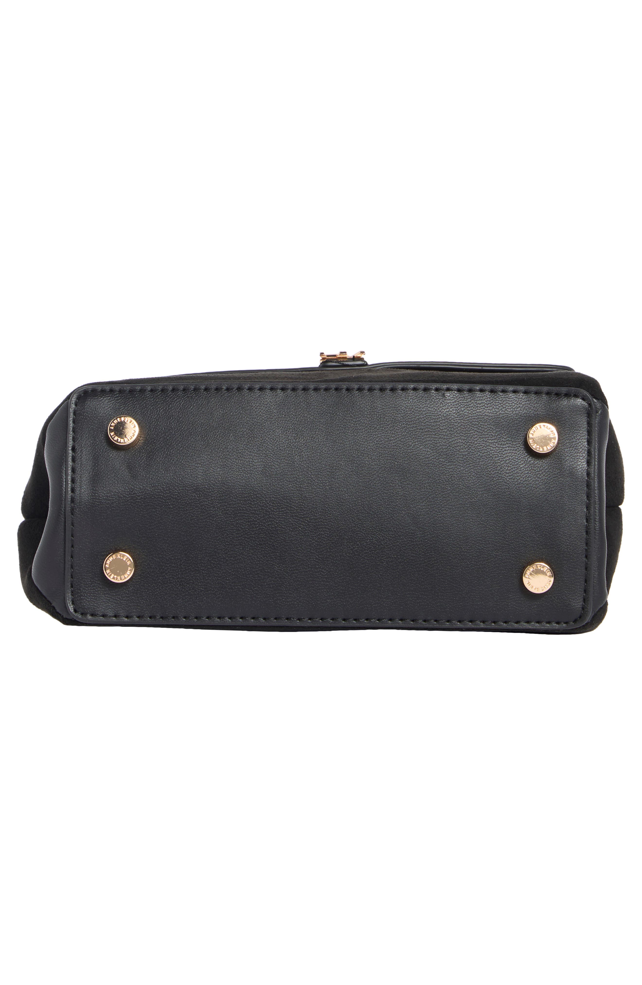 Small Faux Leather Top Handle Bag, Alternate, color, BLACK/ BLACK