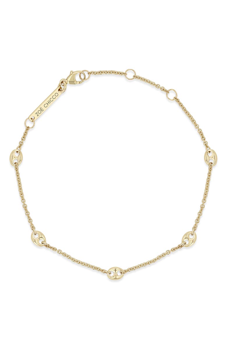 Zoë Chicco 14K Gold 5-Station Puffed Mariner Link Bracelet, Main, color, 14K Yellow Gold