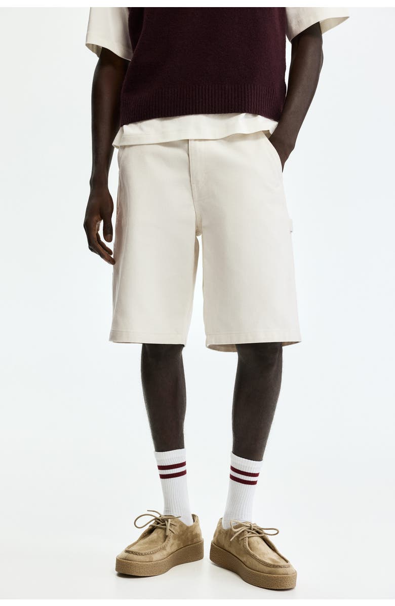 H&M Relaxed Fit Carpenter Shorts, Alternate, color, White
