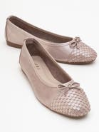 Forever & Always Shoes Copos Leather Bow Cap Toe Ballet Flat