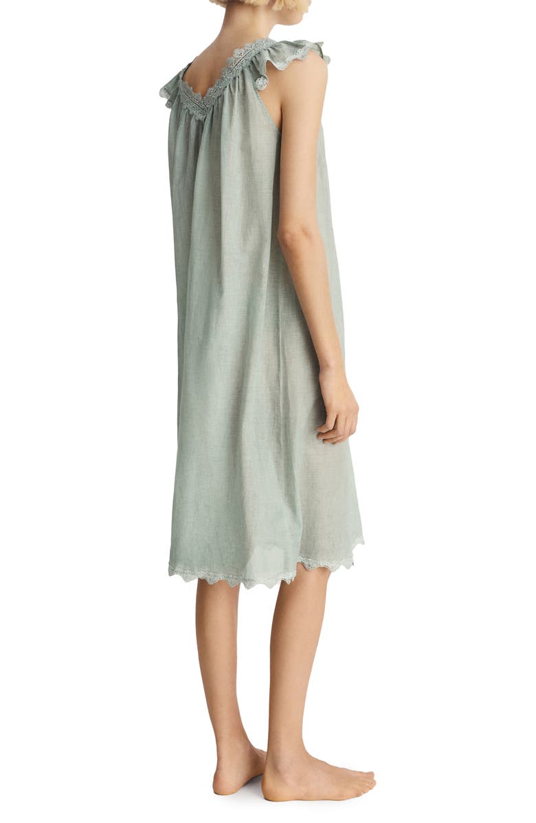 MANGO Lace Accent Cotton Night Gown, Alternate, color, Pastel Green