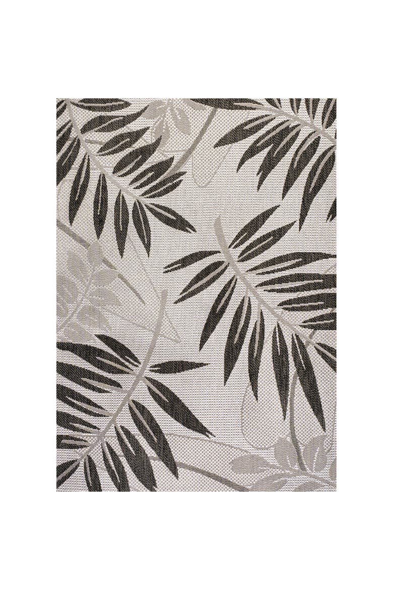 Havana Tropical Palm Leaf Indoor/Outdoor Area Rug, Main, color, Gray/Black