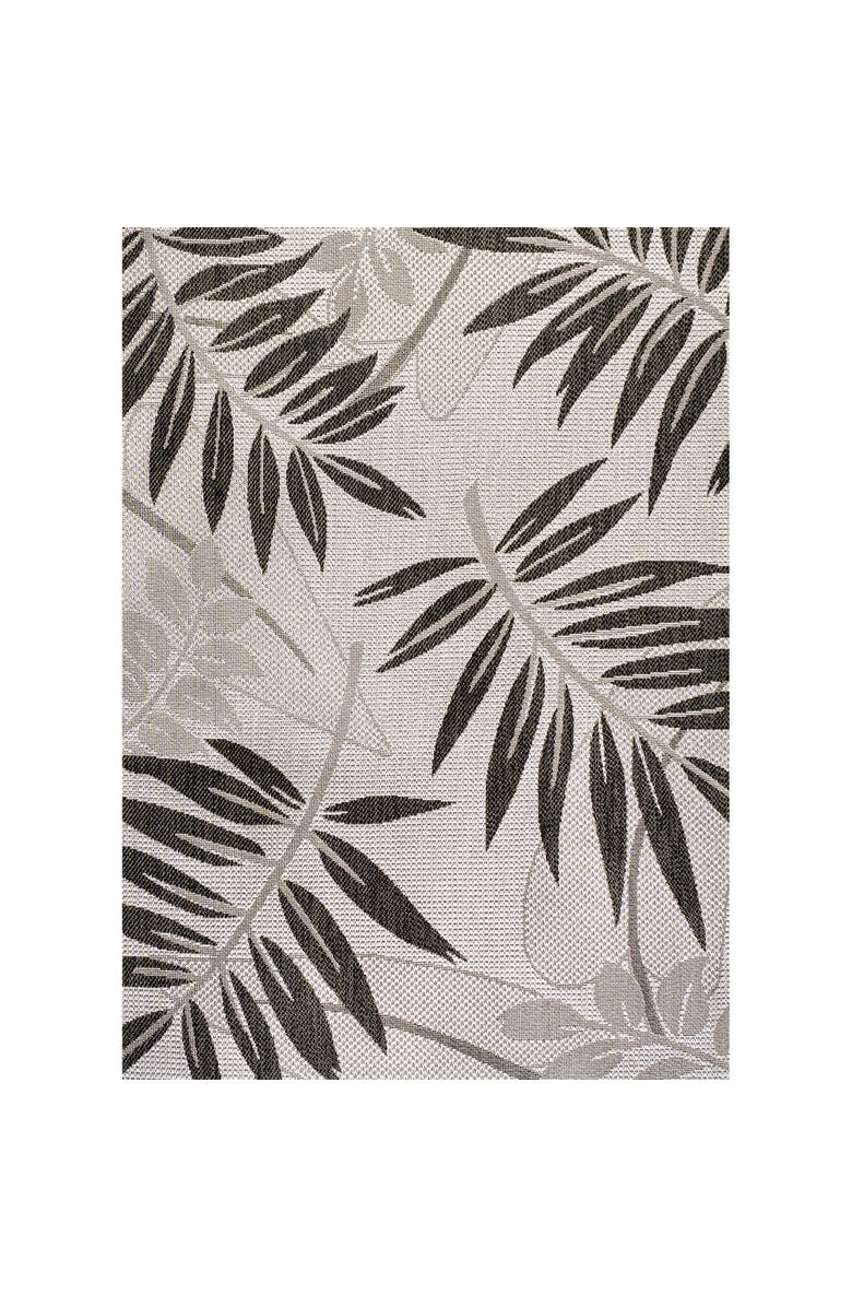 JONATHAN Y Havana Tropical Palm Leaf Indoor/Outdoor Area Rug, Main, color, Gray/Black