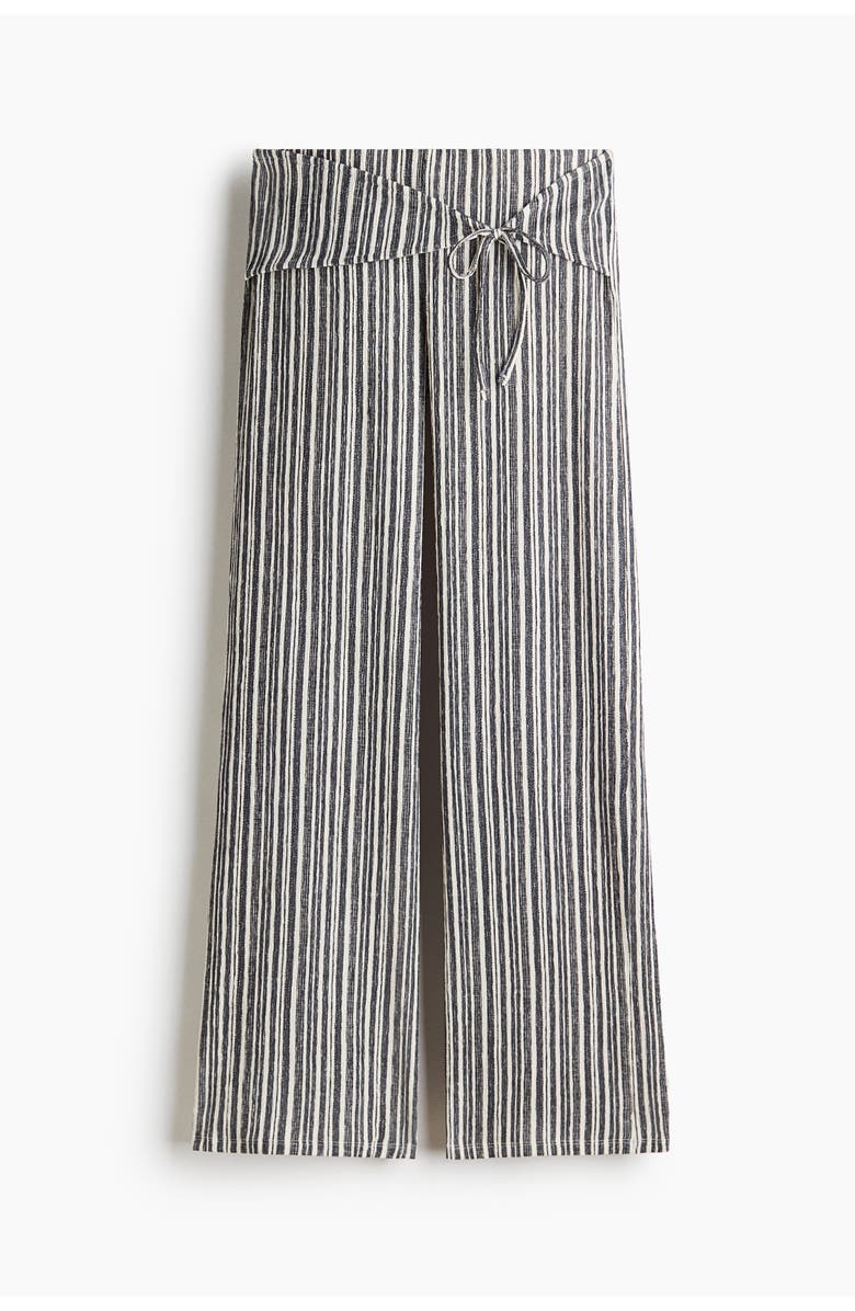H&M Tie-detail Jersey Trousers, Alternate, color, Cream/Striped